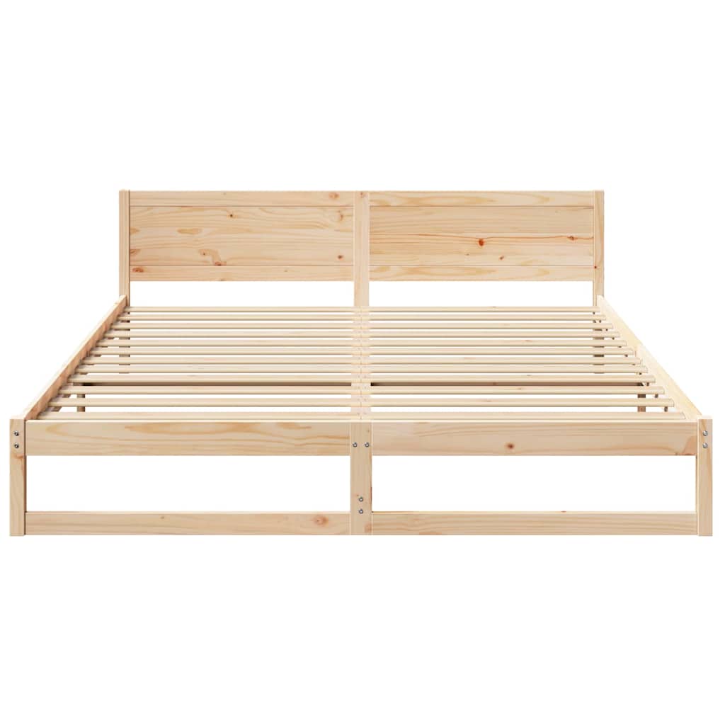 Bed Frame with Headboard Brown 180 x 200 cm Solid Pine wood