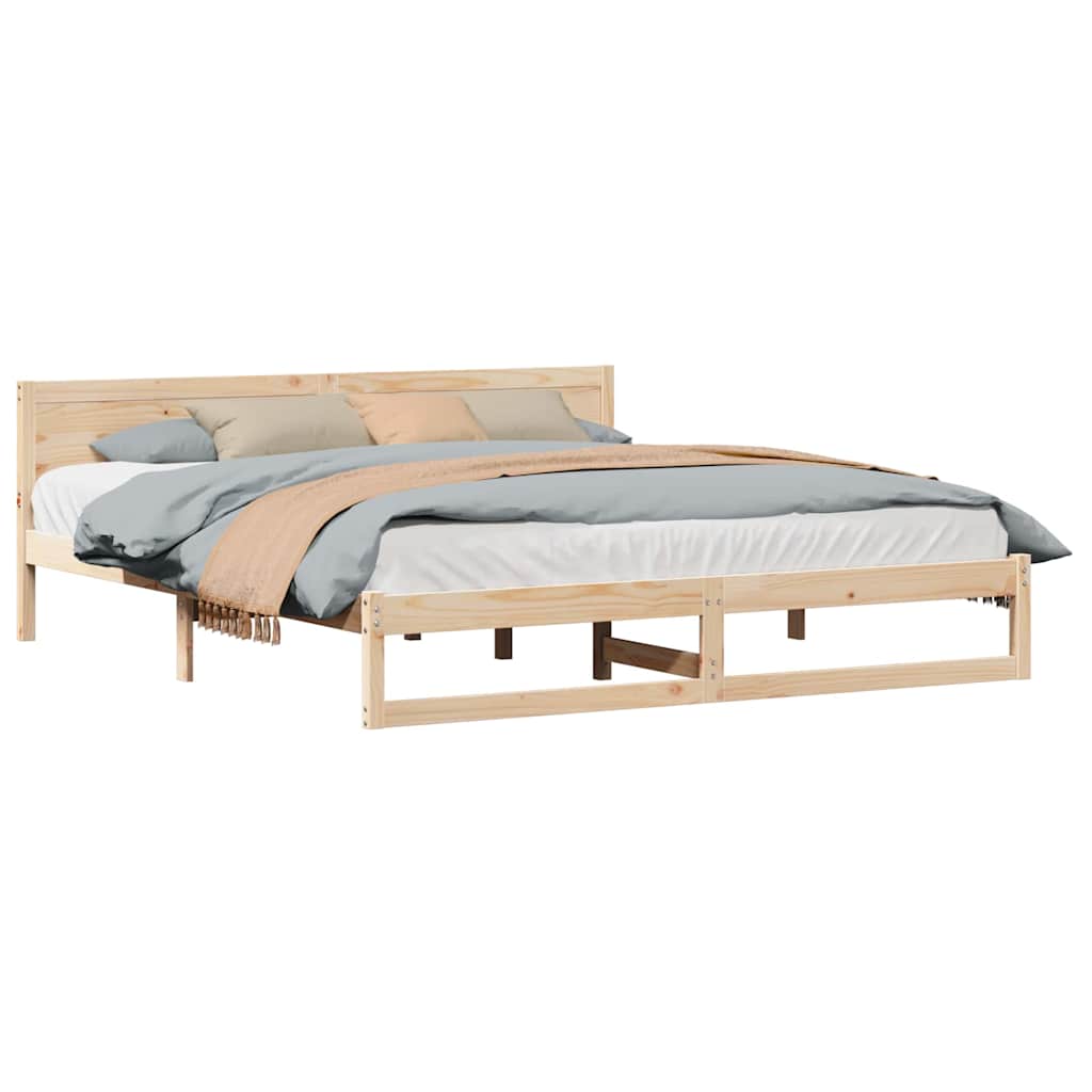 Bed Frame with Headboard Brown 180 x 200 cm Solid Pine wood