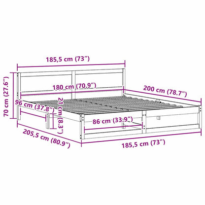 Bed Frame with Headboard Brown 180 x 200 cm Solid Pine wood