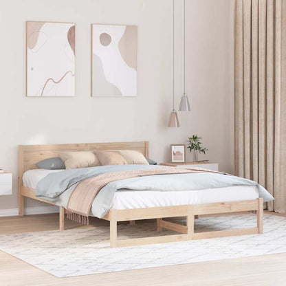 Bed Frame with Headboard Brown 140 x 200 cm Solid Pine wood
