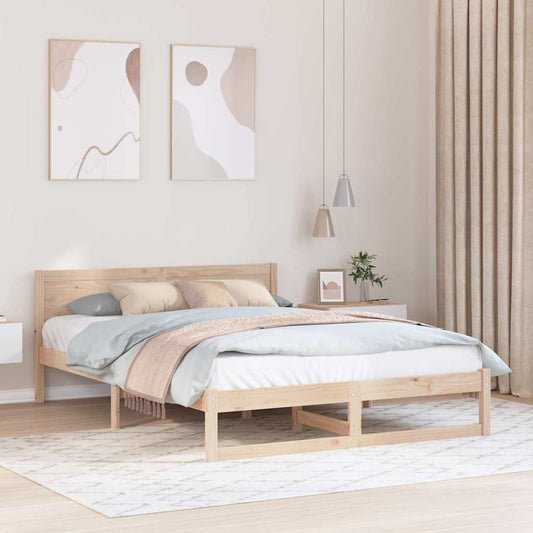 Bed Frame with Headboard Brown 140 x 200 cm Solid Pine wood