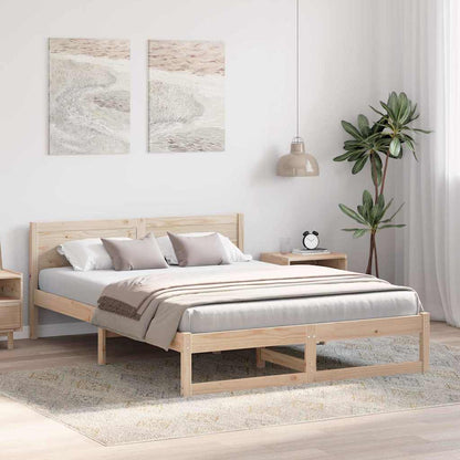 Bed Frame with Headboard Brown 140 x 200 cm Solid Pine wood