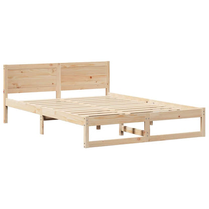 Bed Frame with Headboard Brown 140 x 200 cm Solid Pine wood