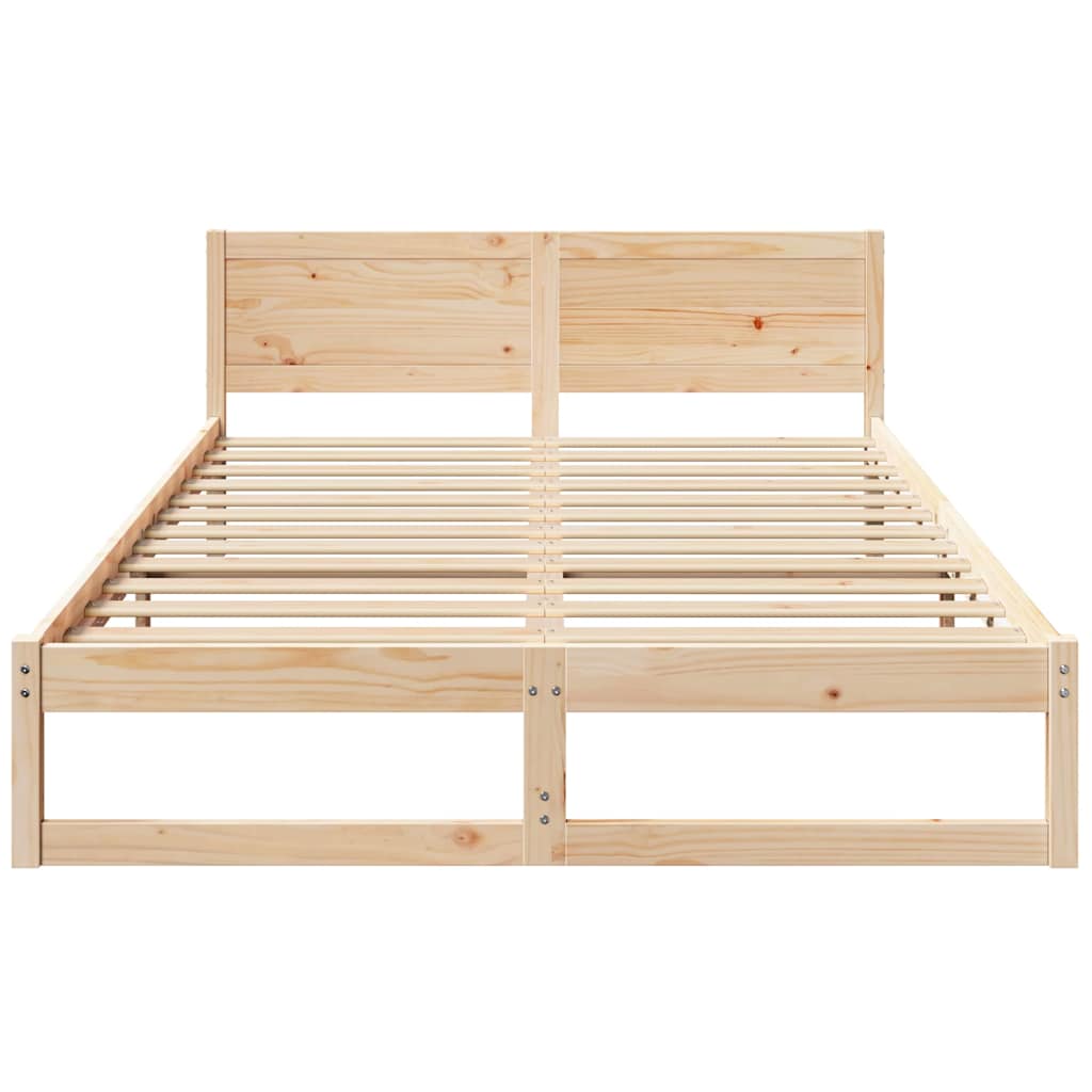 Bed Frame with Headboard Brown 140 x 200 cm Solid Pine wood
