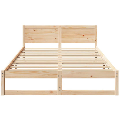 Bed Frame with Headboard Brown 140 x 200 cm Solid Pine wood