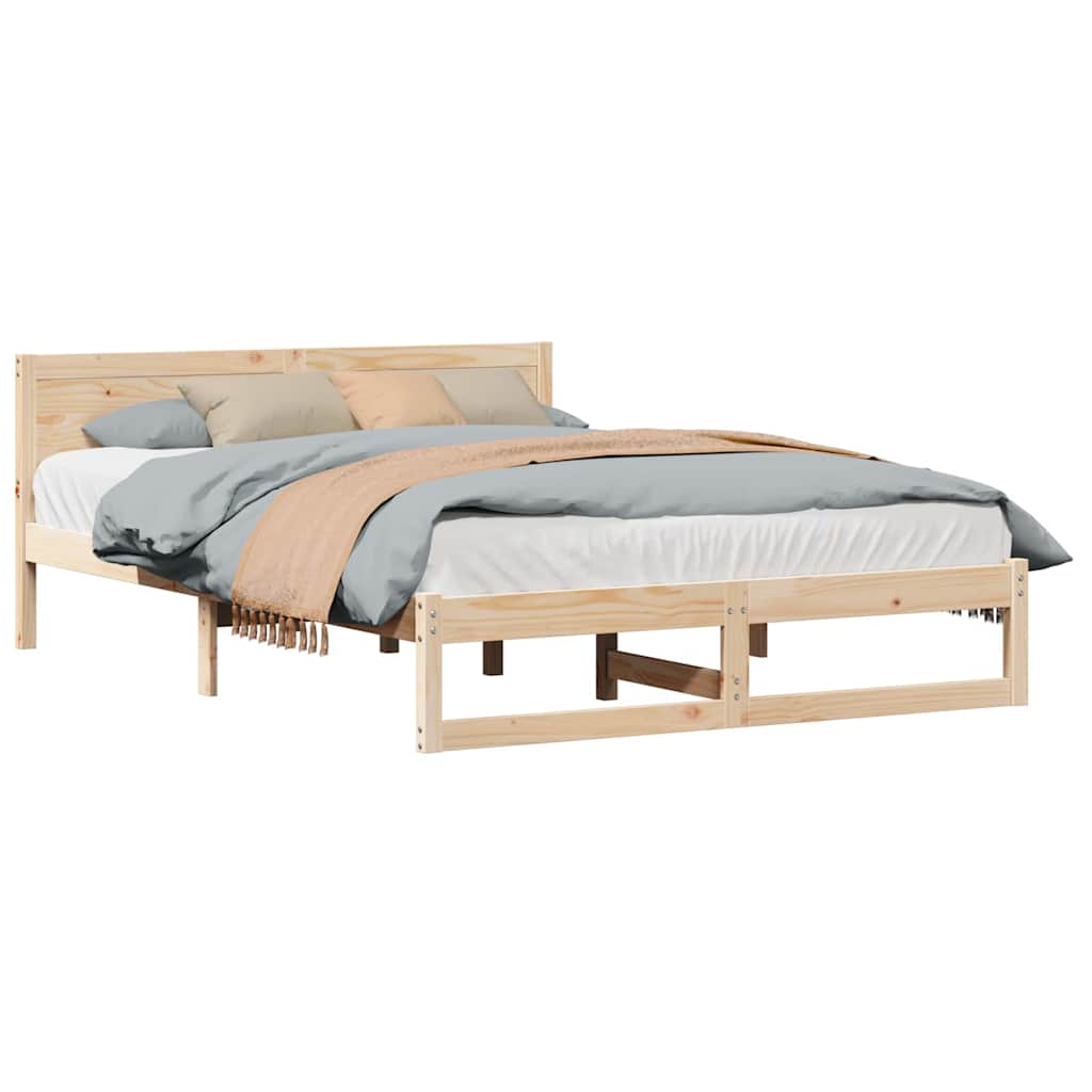 Bed Frame with Headboard Brown 140 x 200 cm Solid Pine wood