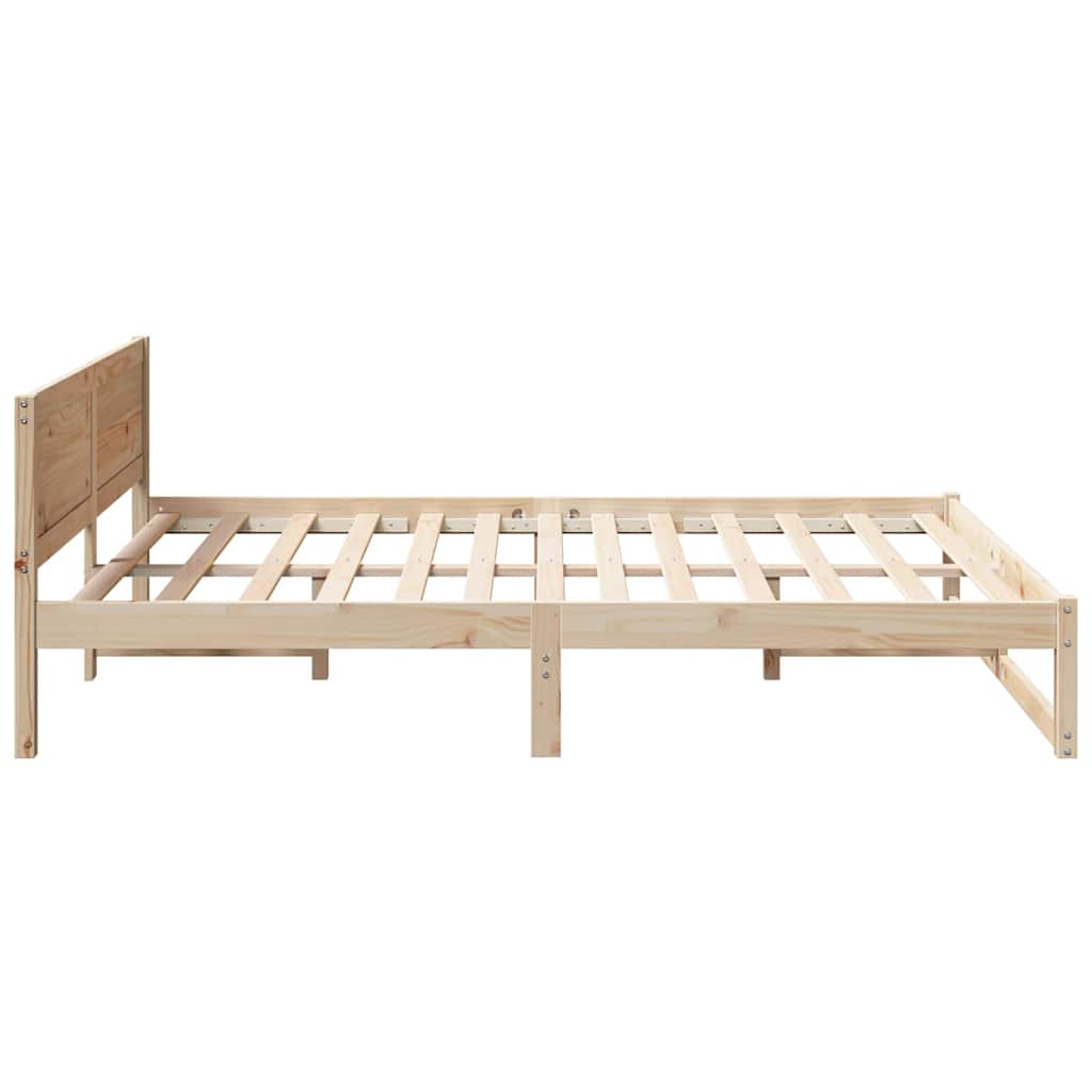 Bed Frame with Headboard Brown 140 x 200 cm Solid Pine wood