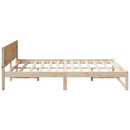Bed Frame with Headboard Brown 140 x 200 cm Solid Pine wood