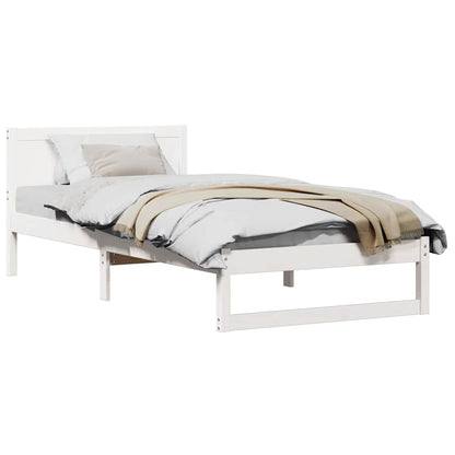 Bed Frame with Headboard White 90 x 200 cm Solid Pine wood