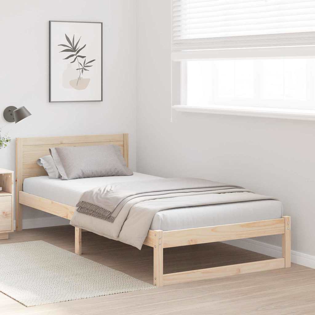 Bed Frame with Headboard Brown 90 x 190 cm Solid Pine wood