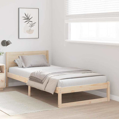 Bed Frame with Headboard Brown 90 x 190 cm Solid Pine wood