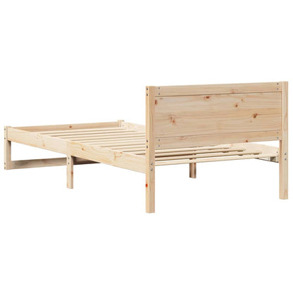 Bed Frame with Headboard Brown 90 x 190 cm Solid Pine wood
