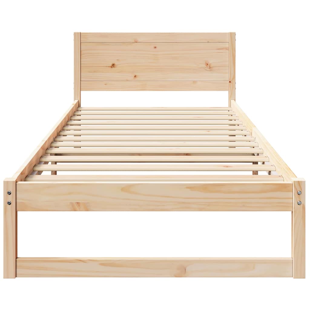 Bed Frame with Headboard Brown 90 x 190 cm Solid Pine wood