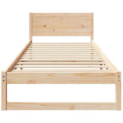 Bed Frame with Headboard Brown 90 x 190 cm Solid Pine wood