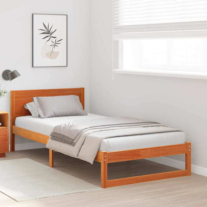 Bed Frame with Headboard Brown 75 x 190 cm Solid Pine wood