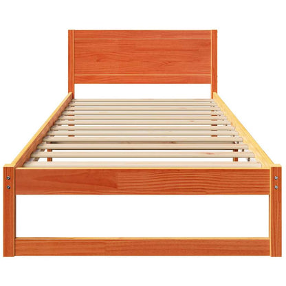 Bed Frame with Headboard Brown 75 x 190 cm Solid Pine wood