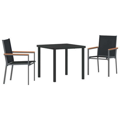 Garden Dining Set 3 pcs Black Textilene and steel