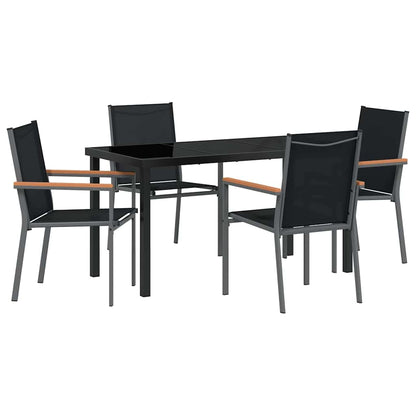 Garden Dining Set 5 pcs Black Textilene and steel