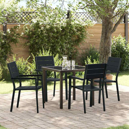 Garden Dining Set 5 pcs Black HDPE