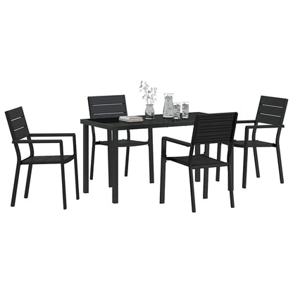 Garden Dining Set 5 pcs Black HDPE
