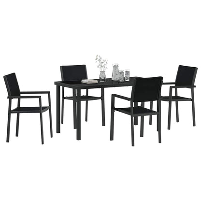 Garden Dining Set 5 pcs Black Poly rattan