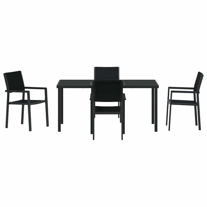 Garden Dining Set 5 pcs Black Poly rattan