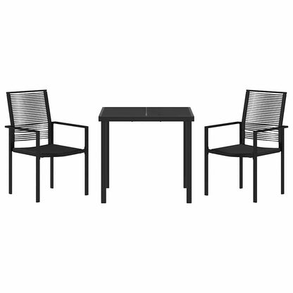 Garden Dining Set 3 pcs Black PVC rattan