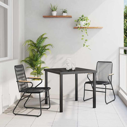 Garden Dining Set 3 pcs Black PVC rattan