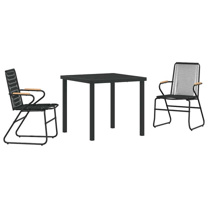Garden Dining Set 3 pcs Black PVC rattan