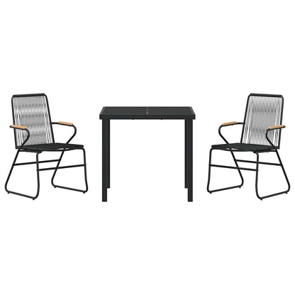 Garden Dining Set 3 pcs Black PVC rattan