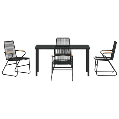 Garden Dining Set 5 pcs Black PVC rattan