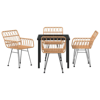 Garden Dining Set 5 pcs Brown Poly rattan