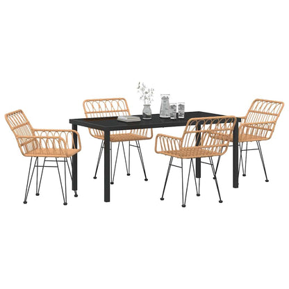 Garden Dining Set 5 pcs Brown Poly rattan