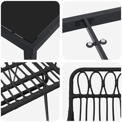 Garden Dining Set 5 pcs Black Poly rattan