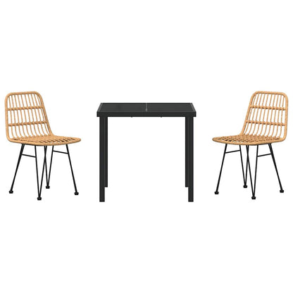 Garden Dining Set 3 pcs Brown Poly rattan
