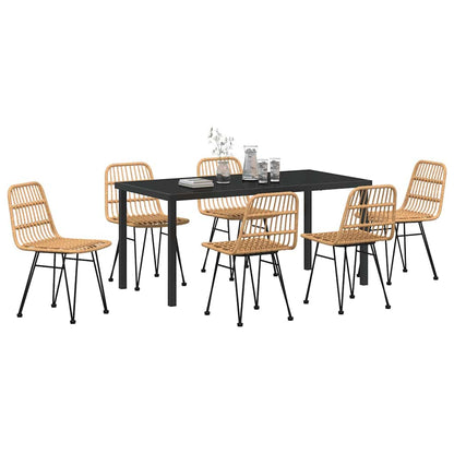 Garden Dining Set 7 pcs Brown Poly rattan