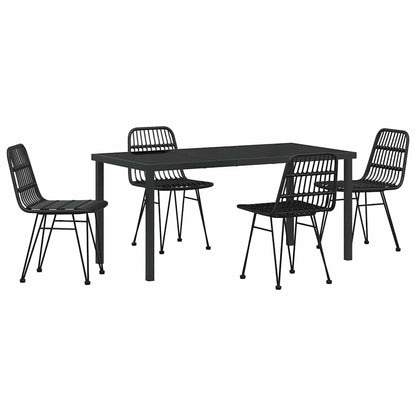Garden Dining Set 5 pcs Black Poly rattan