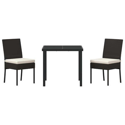Garden Dining Set 3 pcs Black Poly rattan