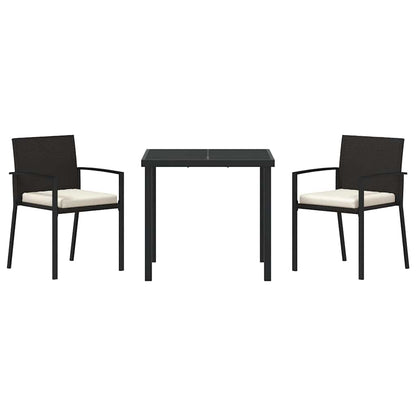 Garden Dining Set 3 pcs Black Poly rattan