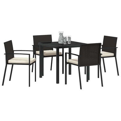 Garden Dining Set 5 pcs Black Poly rattan