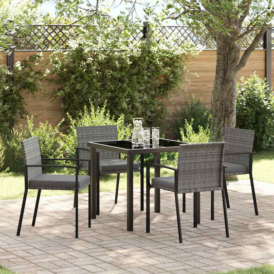 Garden Dining Set 5 pcs Grey Poly rattan