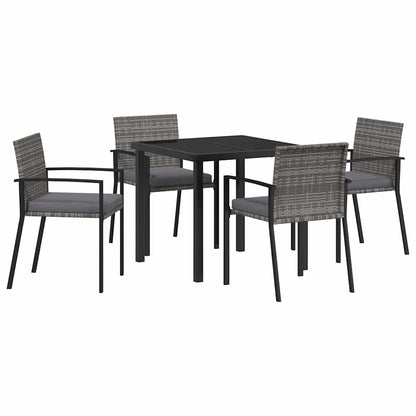 Garden Dining Set 5 pcs Grey Poly rattan