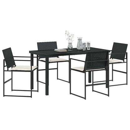 Garden Dining Set 5 pcs Black Poly rattan