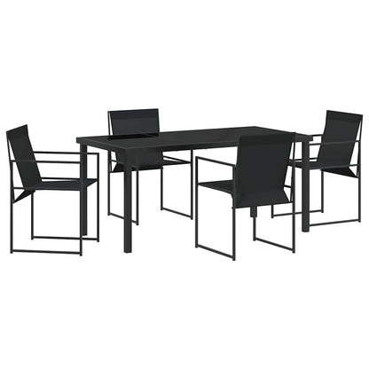 Garden Dining Set 5 pcs Black Textilene & & Powder-coated steel