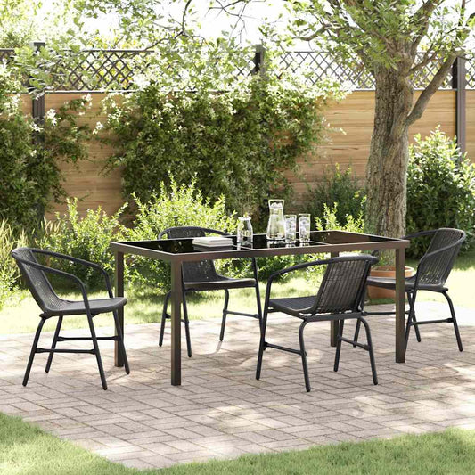 Garden Dining Set 5 pcs Black Poly rattan