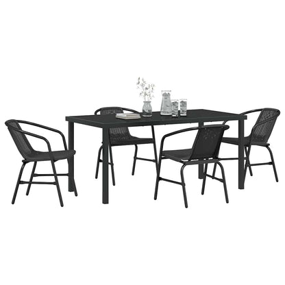 Garden Dining Set 5 pcs Black Poly rattan
