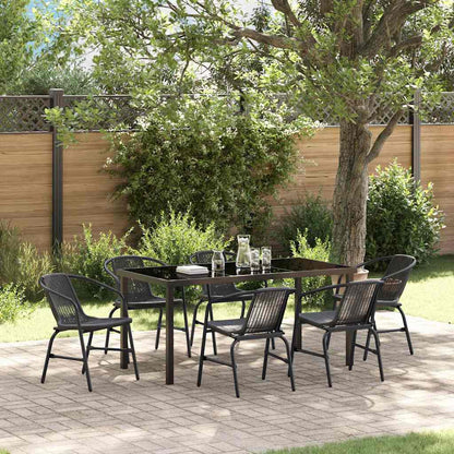 Garden Dining Set 7 pcs Black Poly rattan