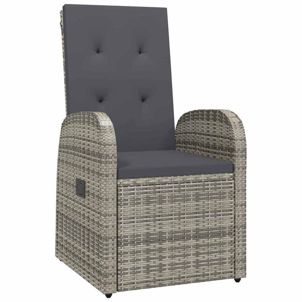 Garden Dining Set with Cushion 3 pcs Grey Poly Rattan