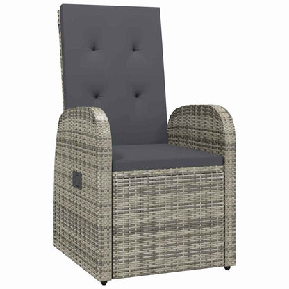 Garden Dining Set with Cushion 3 pcs Grey Poly Rattan