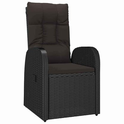 Garden Dining Set with Cushion 7 pcs Black Poly rattan